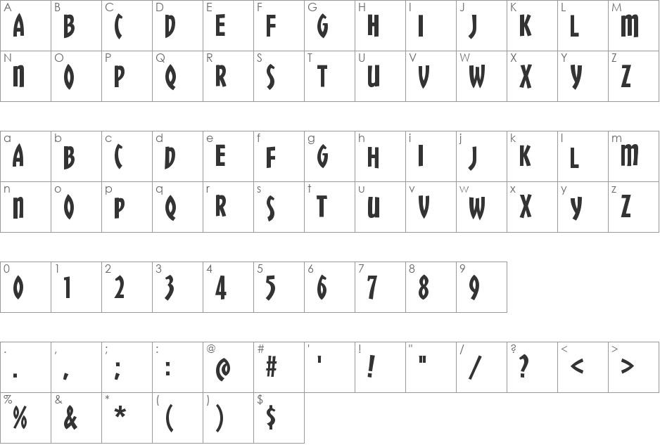 Chickweed Titling font character map preview