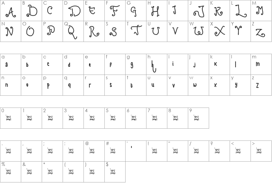 child writing font character map preview
