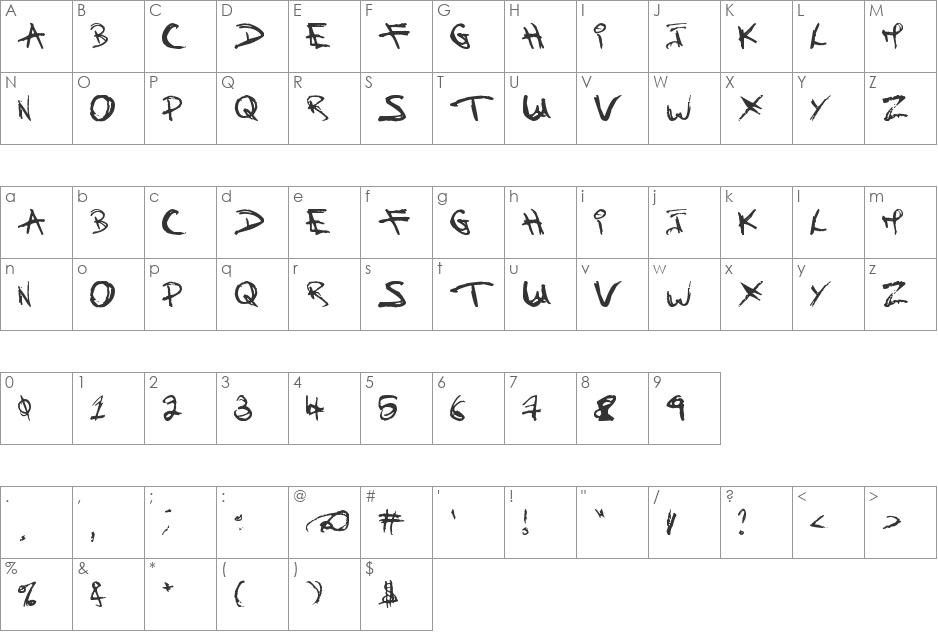 Children Once Where font character map preview