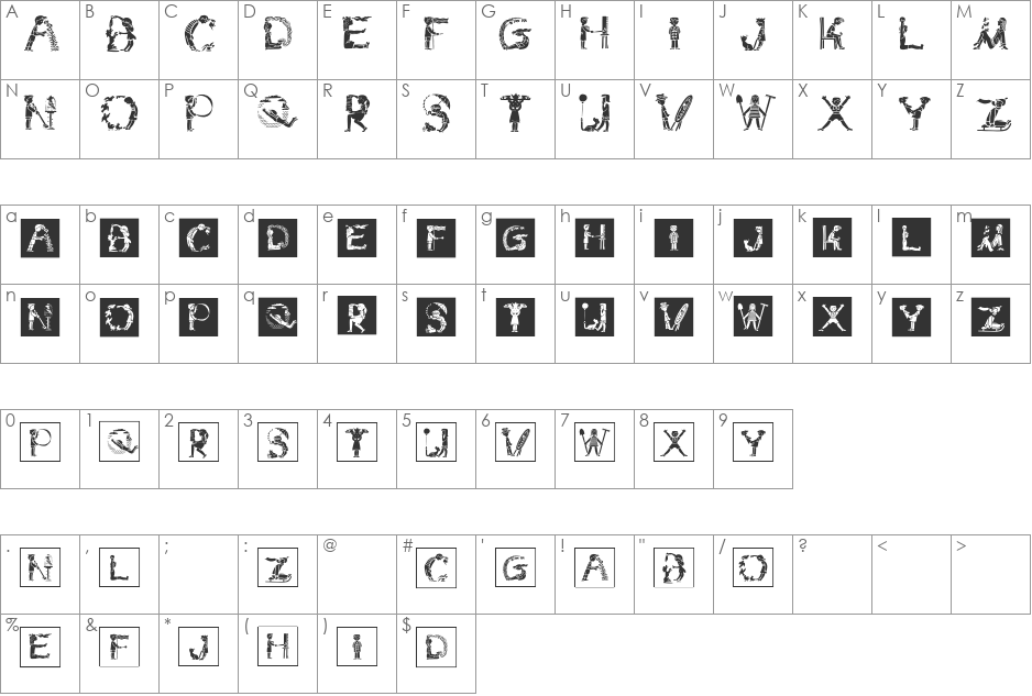 ChildrensAlphabetInvers font character map preview