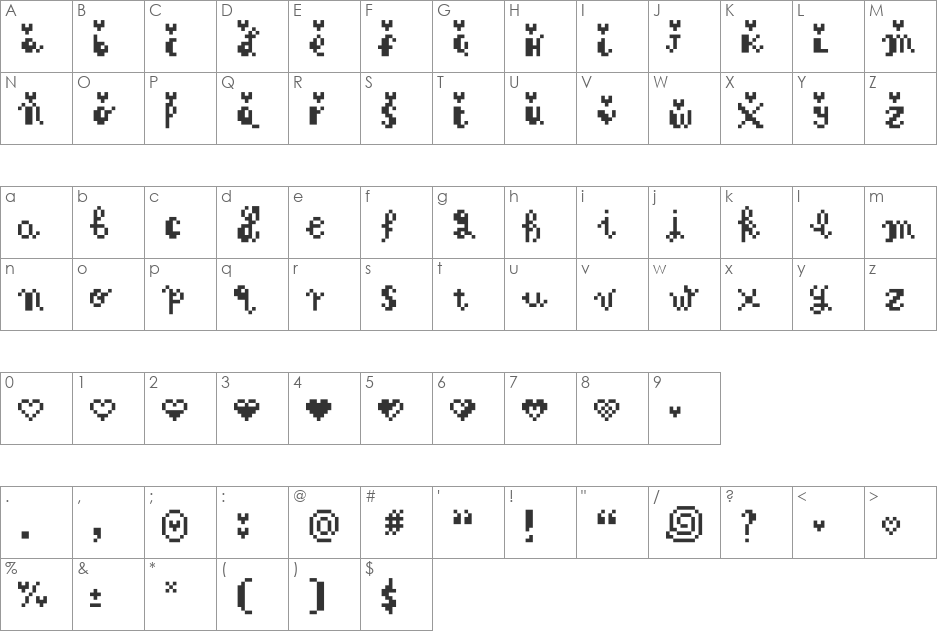 childsplay font character map preview