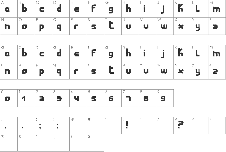 Childwood font character map preview