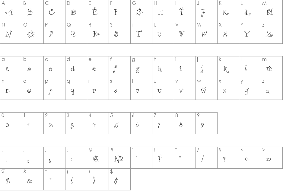 Chili Pepper font character map preview