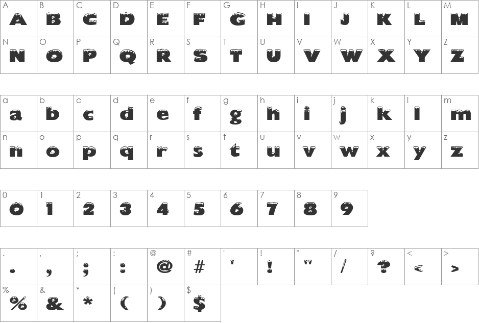 Chilled font character map preview