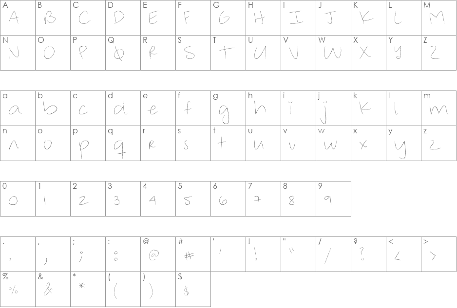 chilly font character map preview