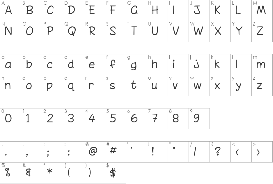 Chinacat font character map preview