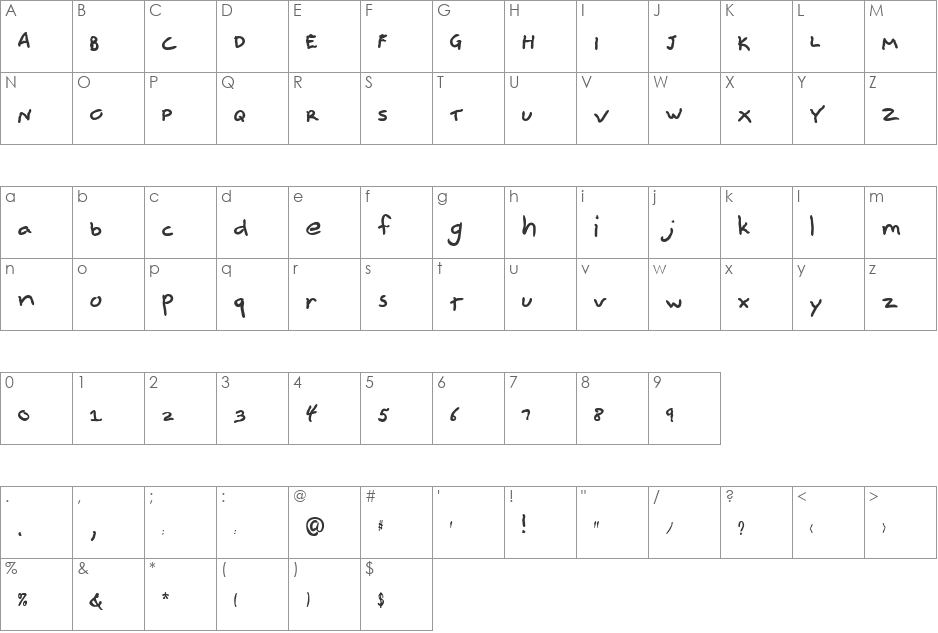 AL Simplicity font character map preview