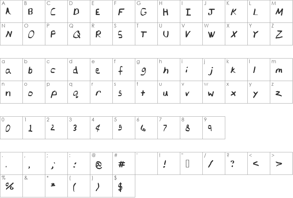 ChingChangRegular font character map preview