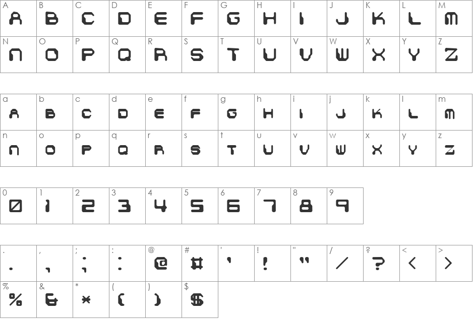 Chintzy CPU (BRK) font character map preview