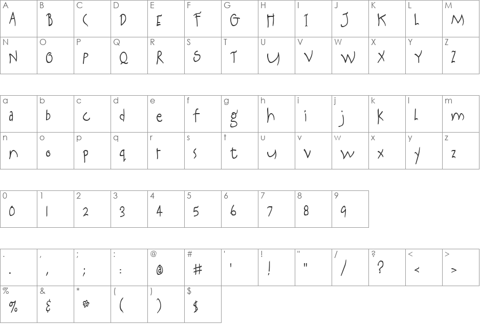 AL Whitewash font character map preview