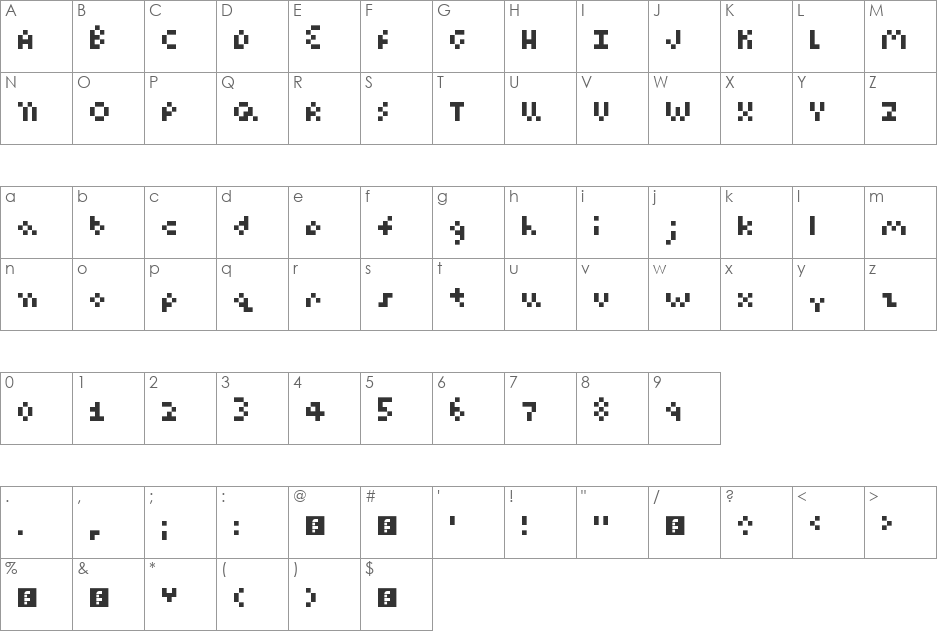 chipmunk font character map preview