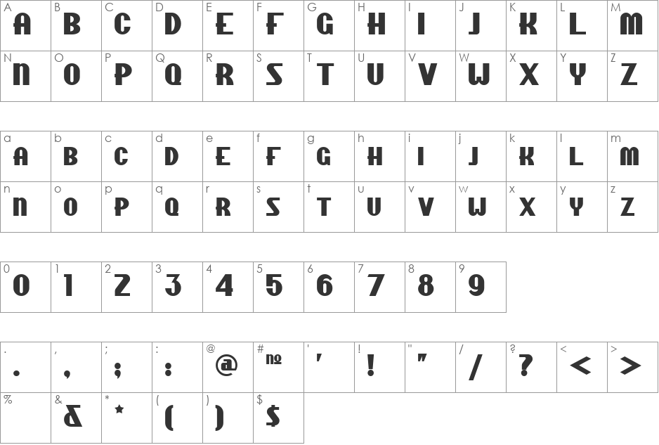 ChippewaFallsNF font character map preview