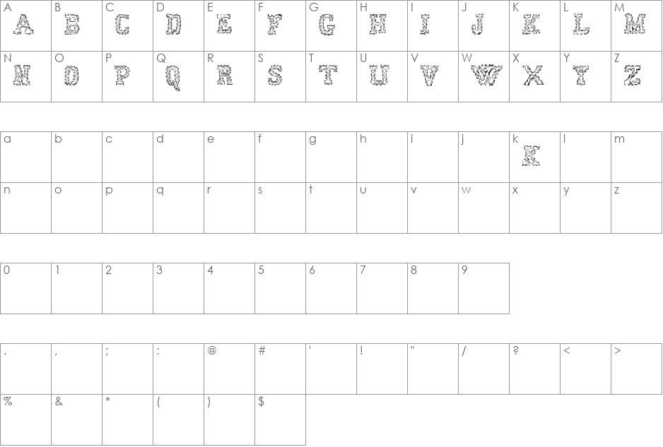 ChiseledRound font character map preview