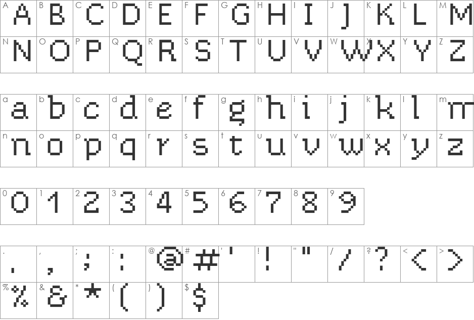 chixat 8 font character map preview