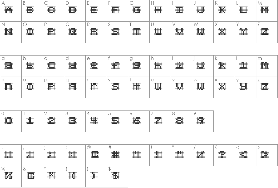 Chlorenuf font character map preview
