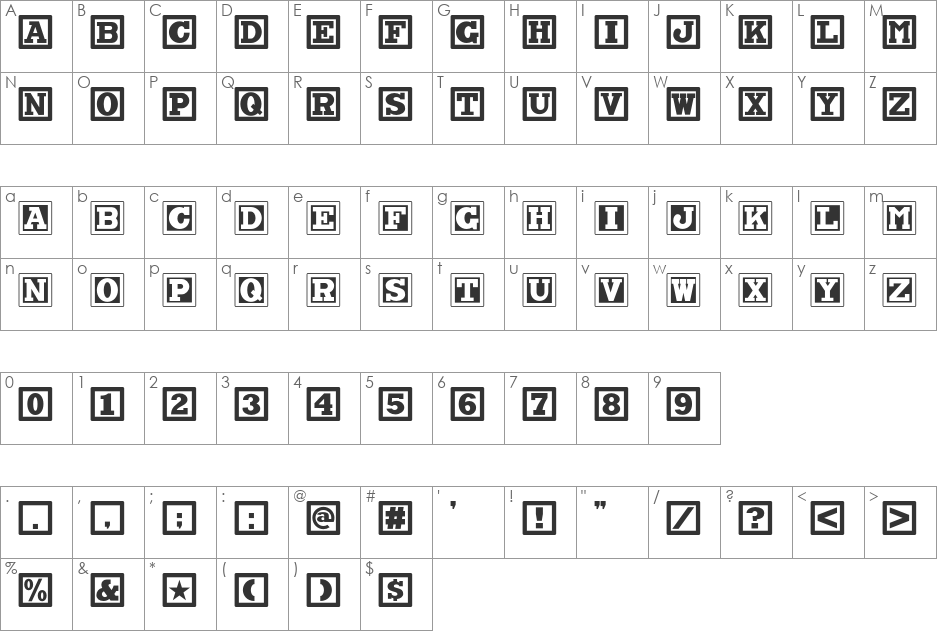 Chock A Block NF font character map preview