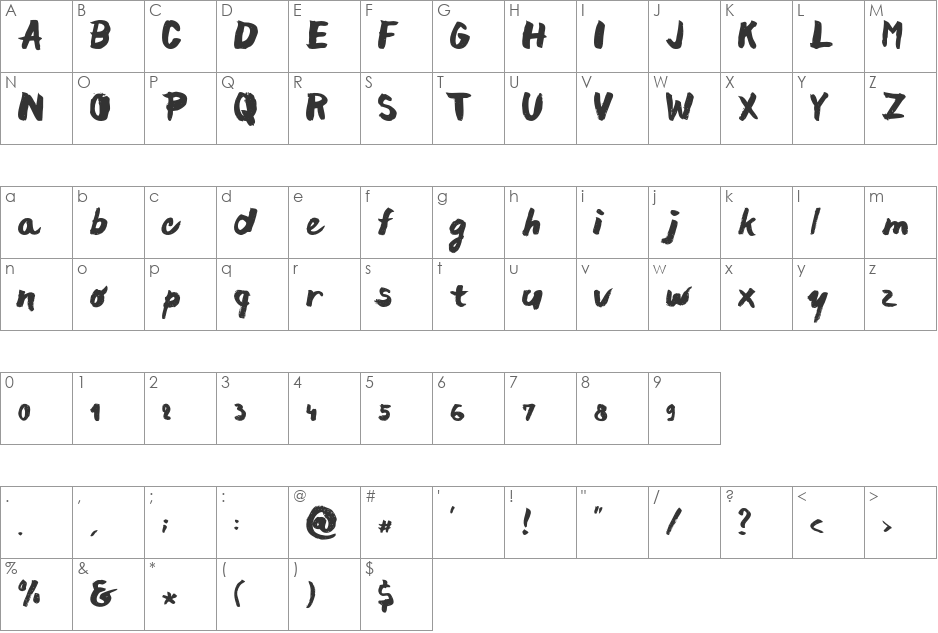 chocoleta font character map preview