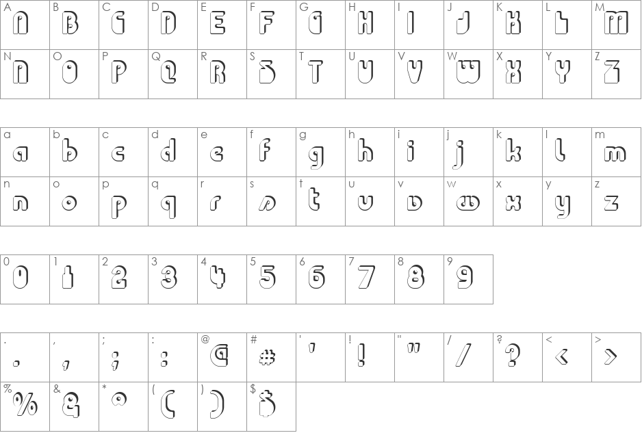 Choda Chado font character map preview