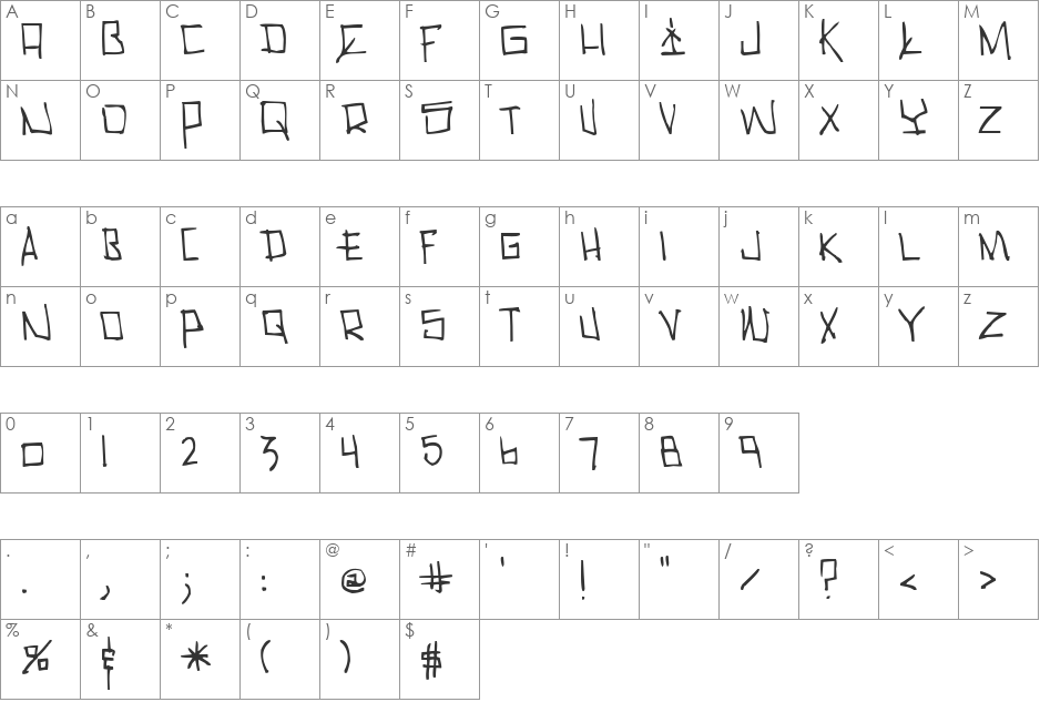 Cholo font character map preview