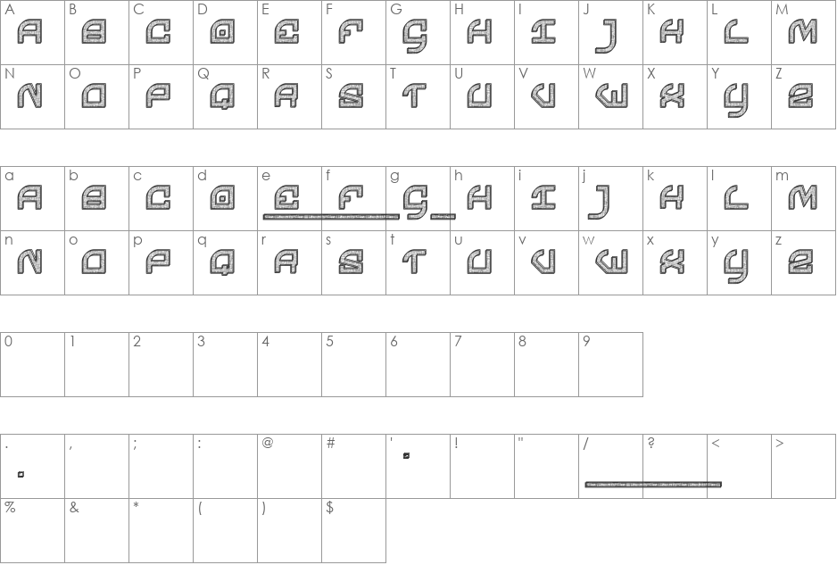 Chomage font character map preview