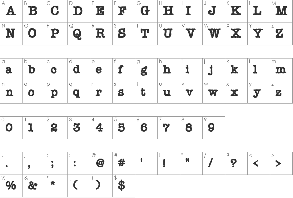 Chonker font character map preview