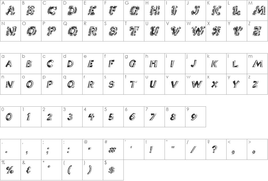 Chorizo font character map preview