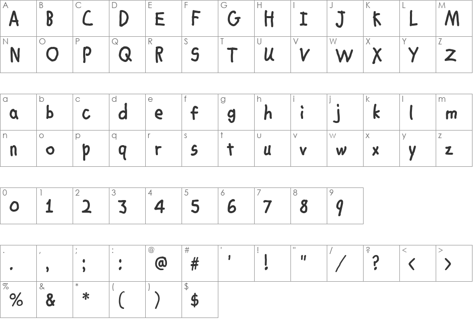ChrisHmkBold font character map preview