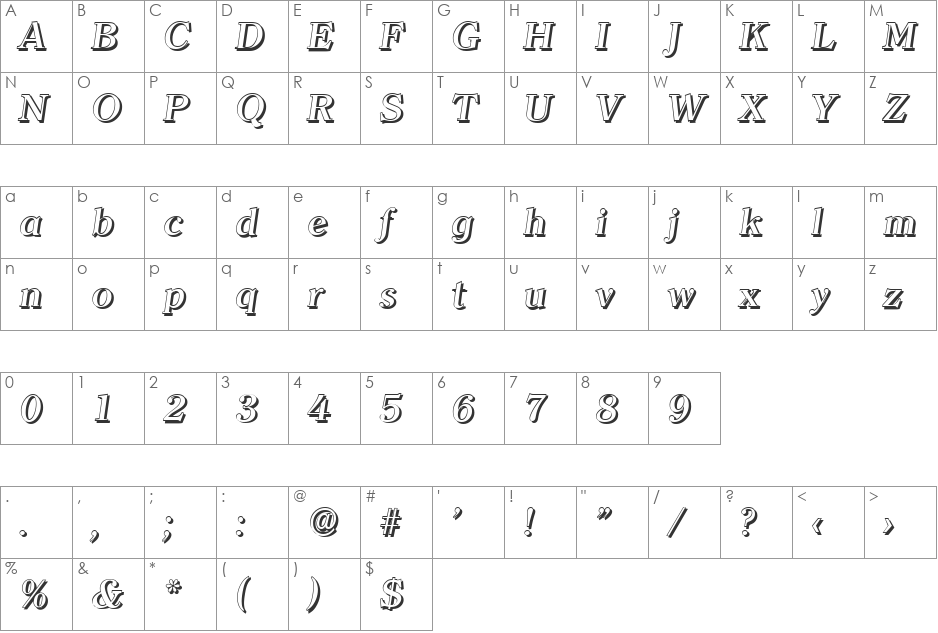 ChristianBeckerShadow-Medium font character map preview