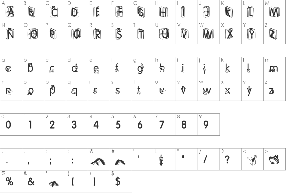 Christmas Day font character map preview