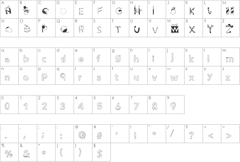ChristmasgocDani font character map preview