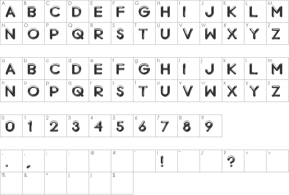 Chrome Black font character map preview