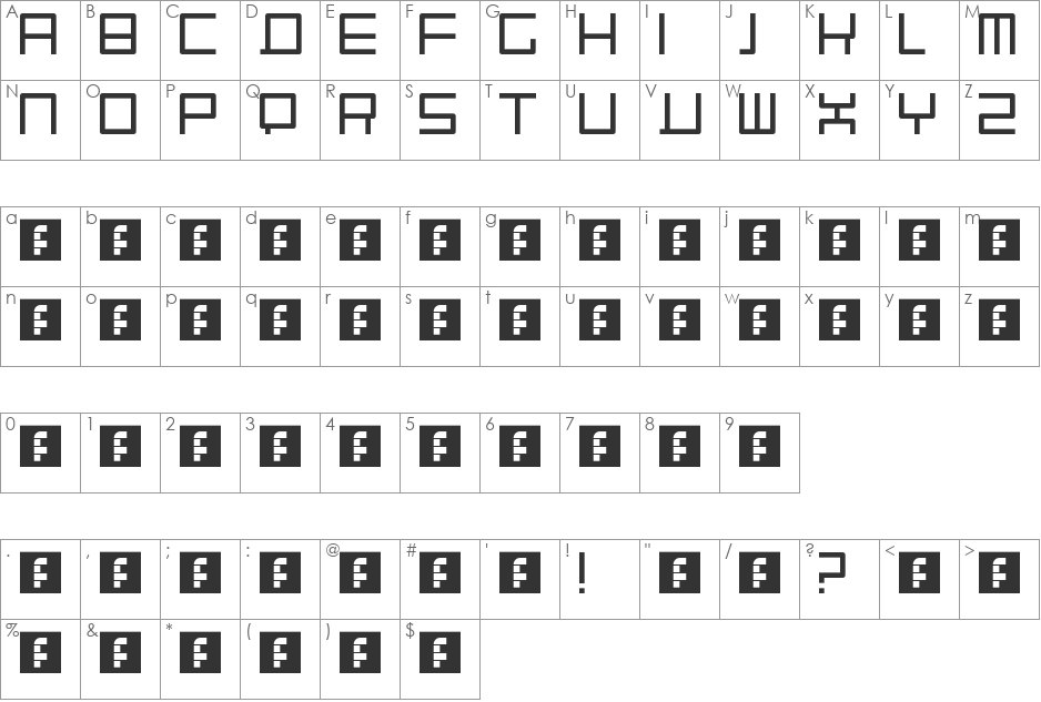 Chrome Thin font character map preview