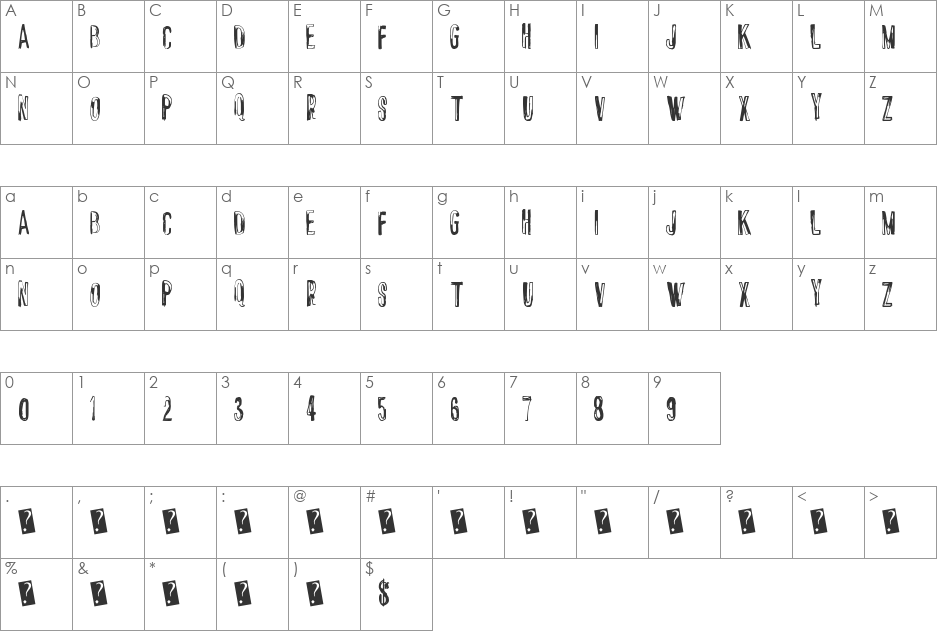ChromeFancy font character map preview