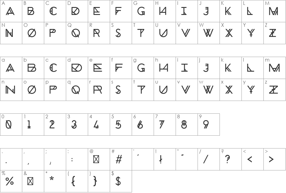Chronic Normal font character map preview