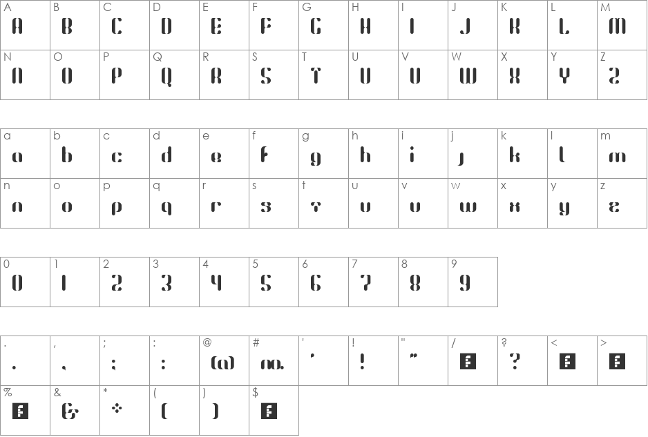 Chronopoly font character map preview
