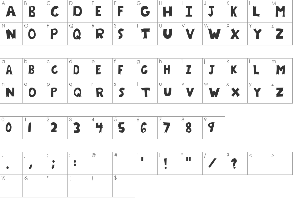 Chrysalis font character map preview