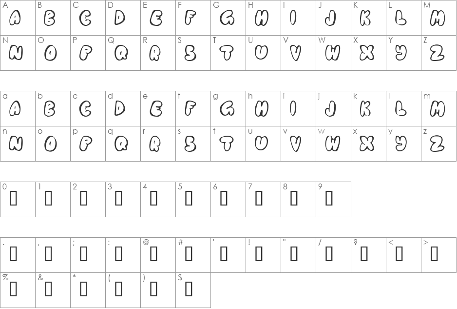 Chubb font character map preview