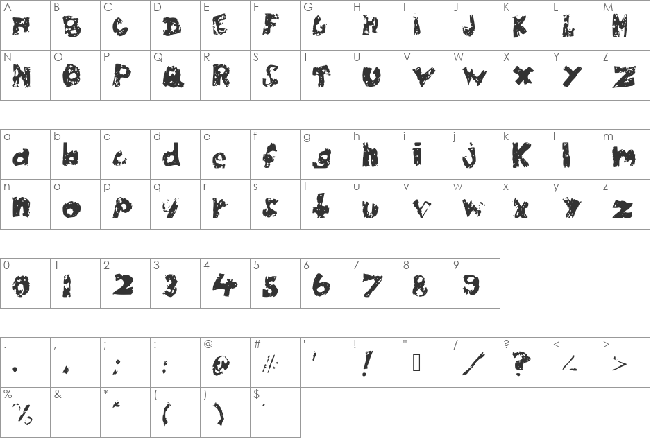 ChubbyPoof font character map preview