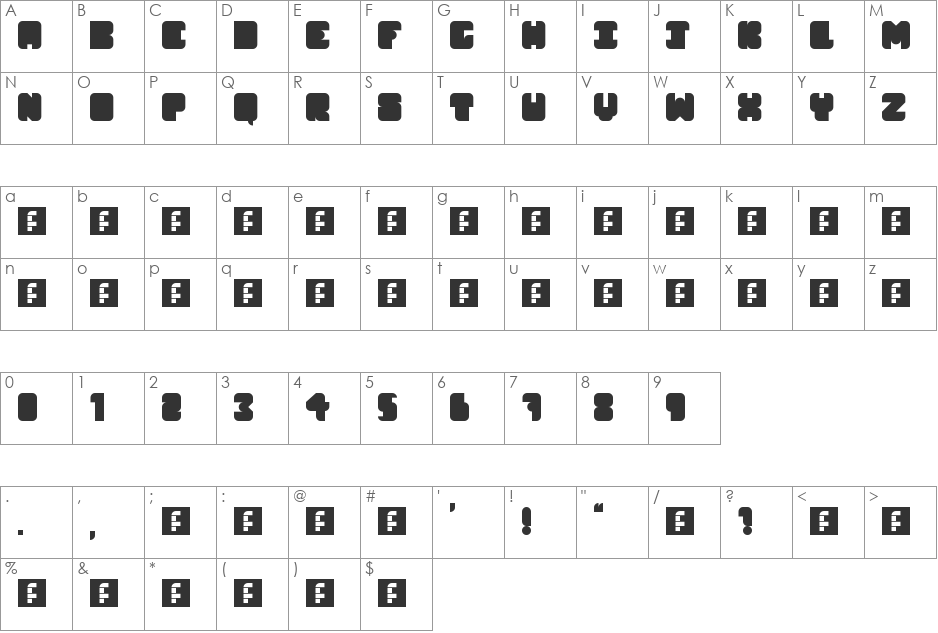 CHUBS font character map preview