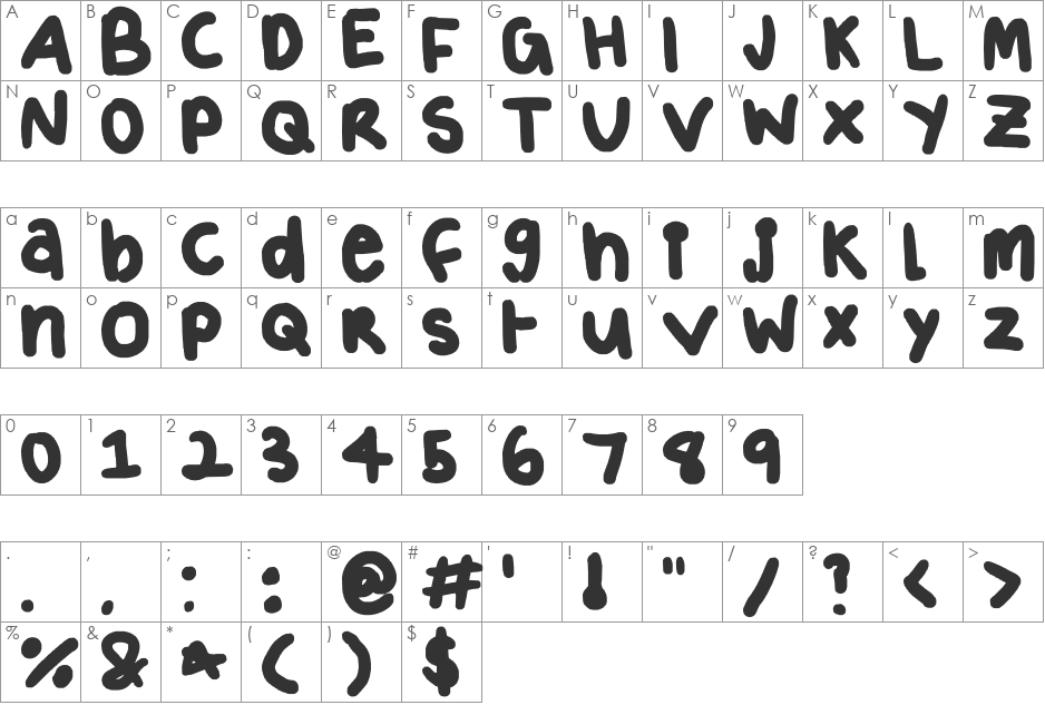 Chubster font character map preview