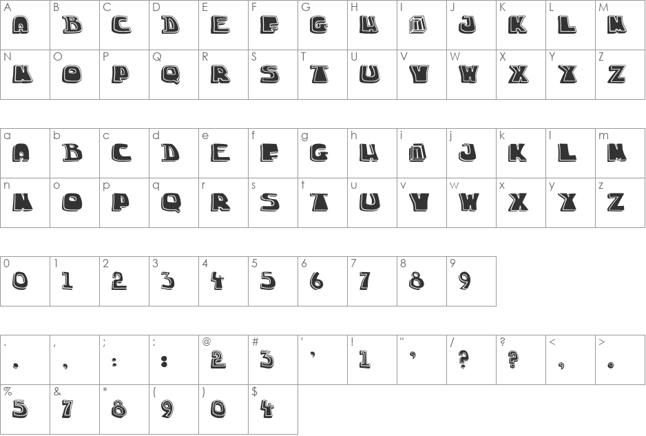 chuck-title-font font character map preview