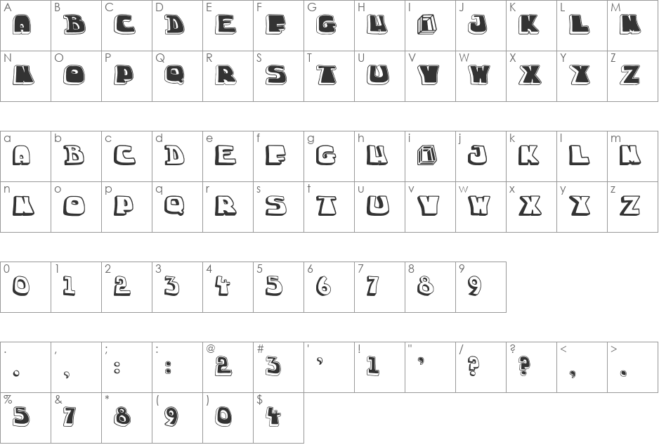 chuckablock font character map preview
