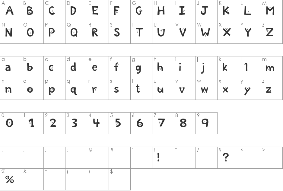 Chuckle font character map preview