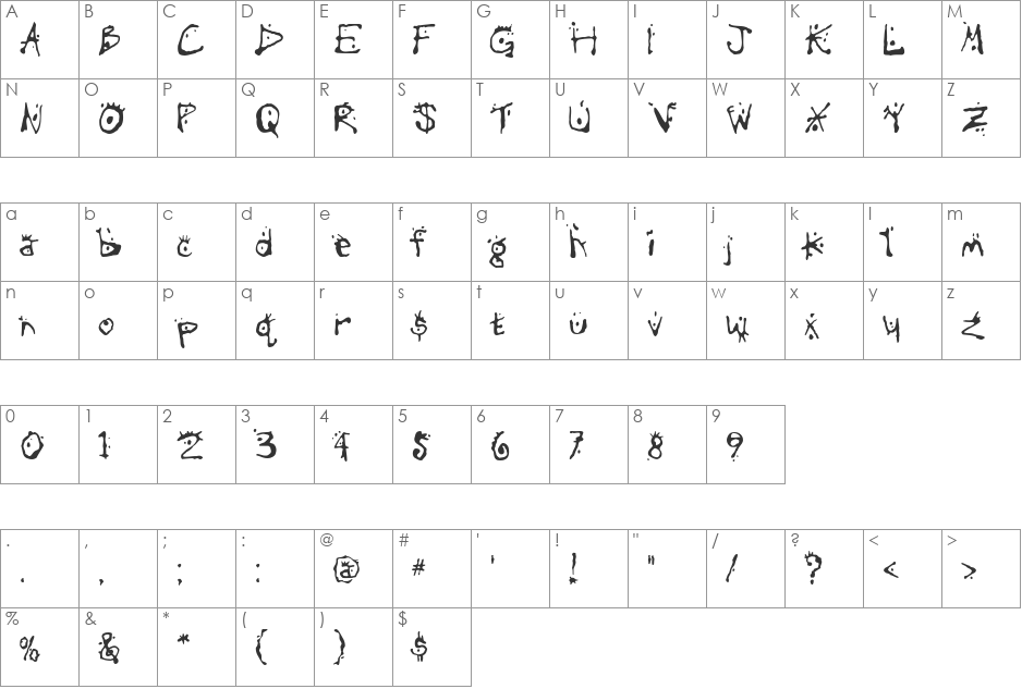 Chump font character map preview