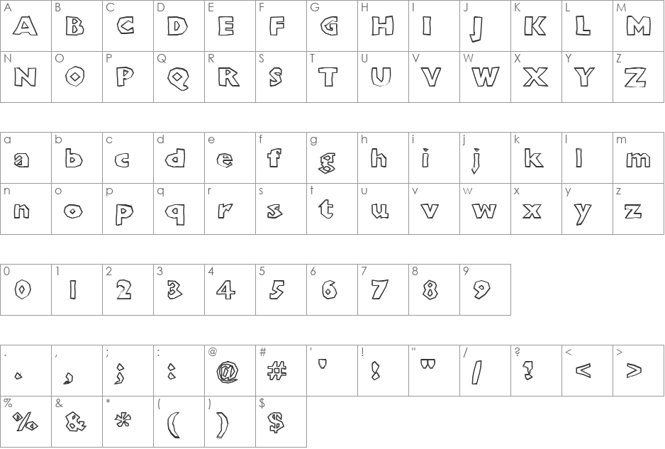 ChunkoBlockoOutlineXtraHeavy font character map preview