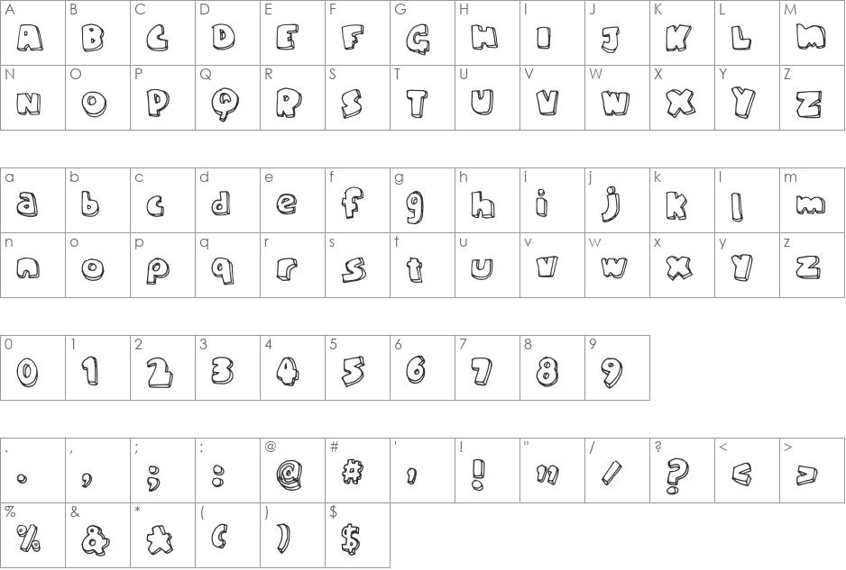 chunky font character map preview