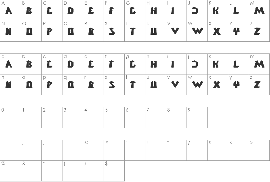 CHUNKY BAR font character map preview