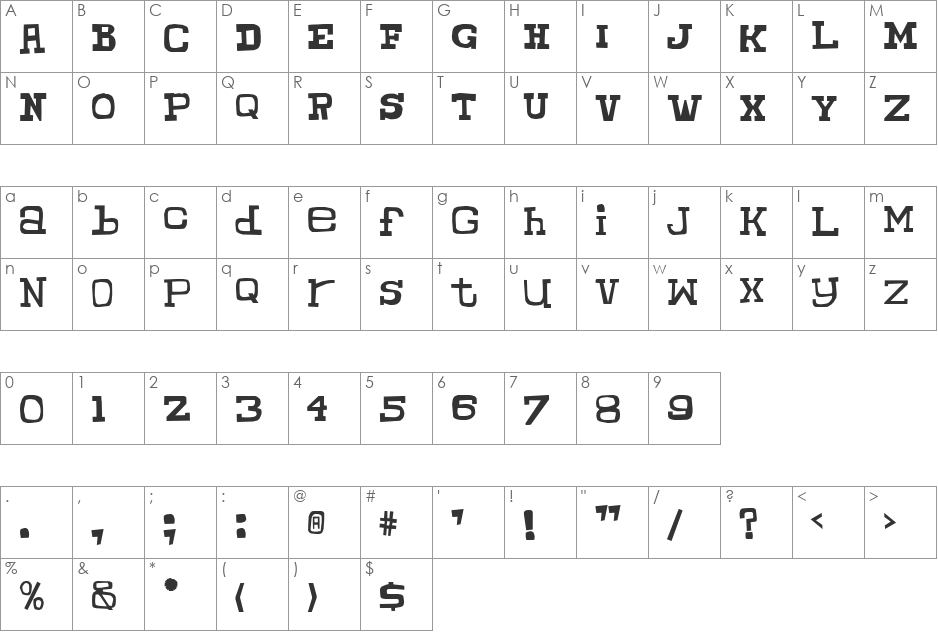 CHUNKY MUNKY font character map preview