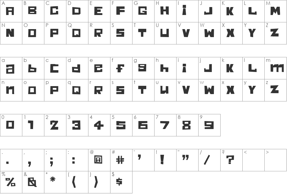 CHUNKY MUNKY font character map preview