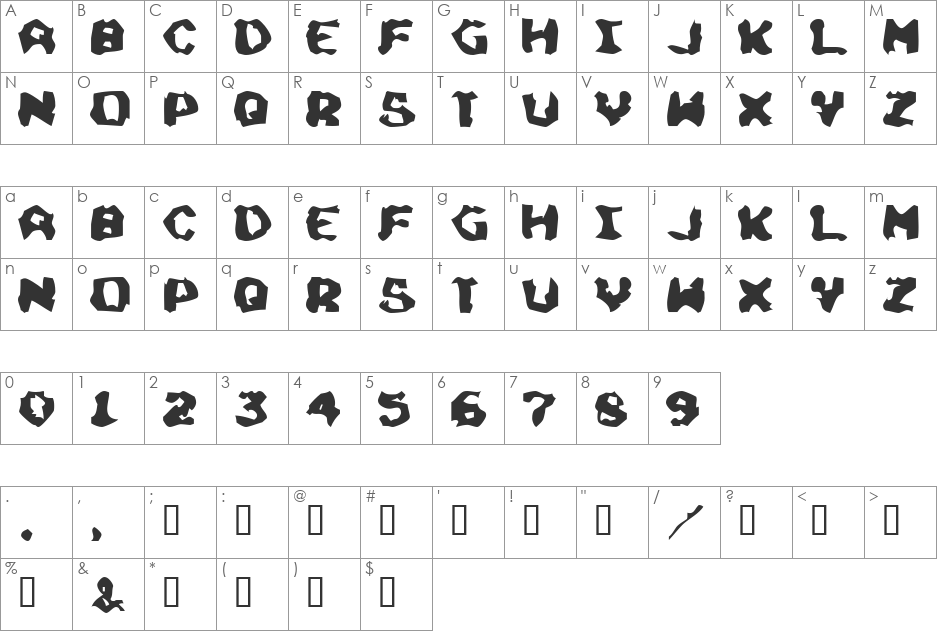 Chunky Soup font character map preview